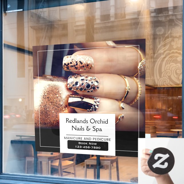 Individualisieren Sie elegante Nagelstudios Fensteraufkleber (Café-Fenster)