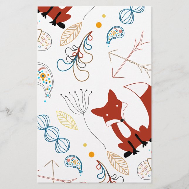 Individualisieren Sie moderne Fox Woodland Muster Briefpapier (Vorderseite)