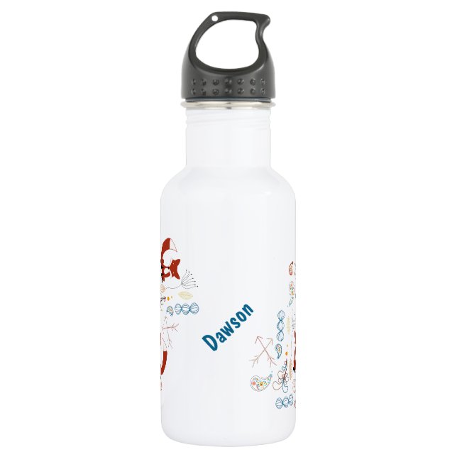 Individualisieren Sie moderne Fox Woodland Muster Edelstahlflasche (Vorderseite)