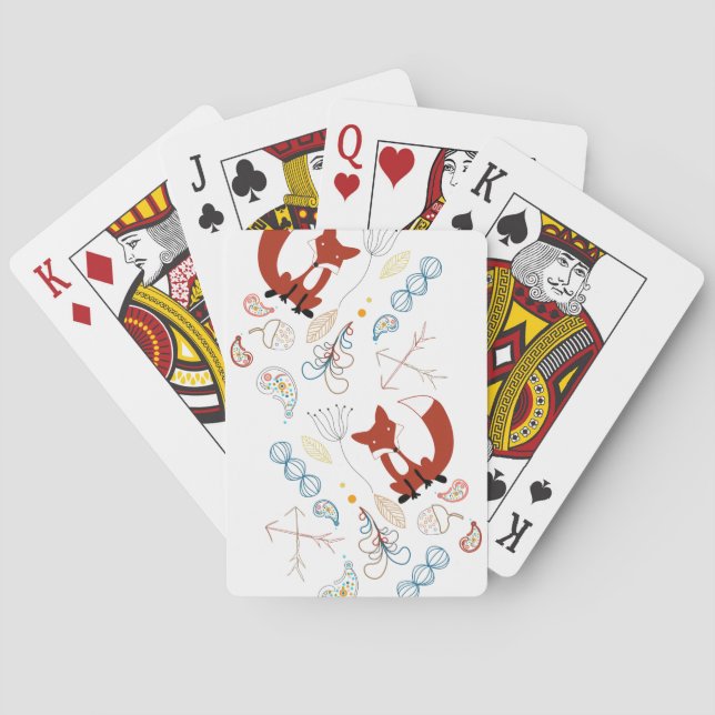 Individualisieren Sie moderne Fox Woodland Muster Spielkarten (Rückseite)