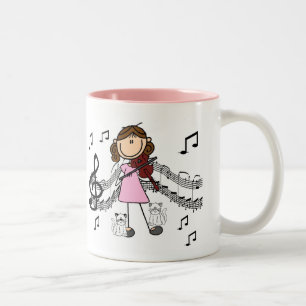 Individualisierte Stockfigur Geigenspielerin Tasse