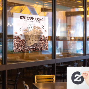 Individualisierter Iced Cappuccino Donut Kaffee Sh Fensteraufkleber