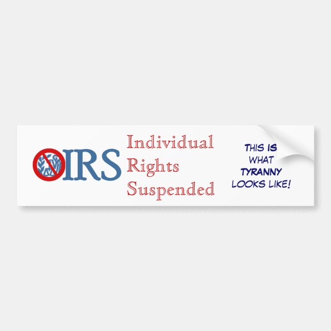 Individualrechte IRS verschoben Autoaufkleber (Vorne)
