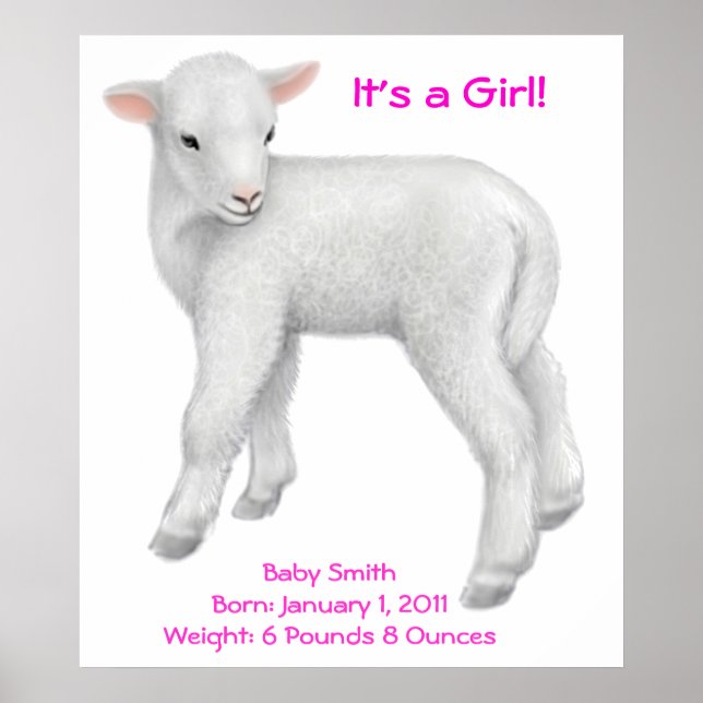 Individuell anpassbare Baby Lamm Print Poster (Vorne)