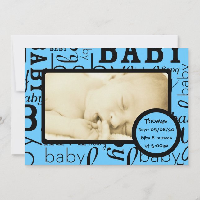 individuell anpassbare Blue Baby Foto Ankündigungs Ankündigung (Vorderseite)