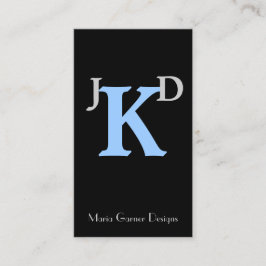 Individuell anpassbare Blue Monogram Business Card Visitenkarte