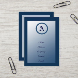 Individuell anpassbare Blue Monogram Business Card Visitenkarte