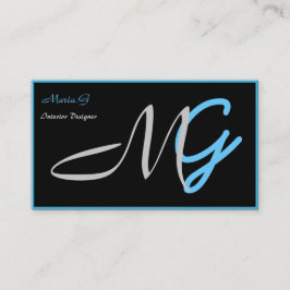 Individuell anpassbare Blue Monogram Business Card Visitenkarte