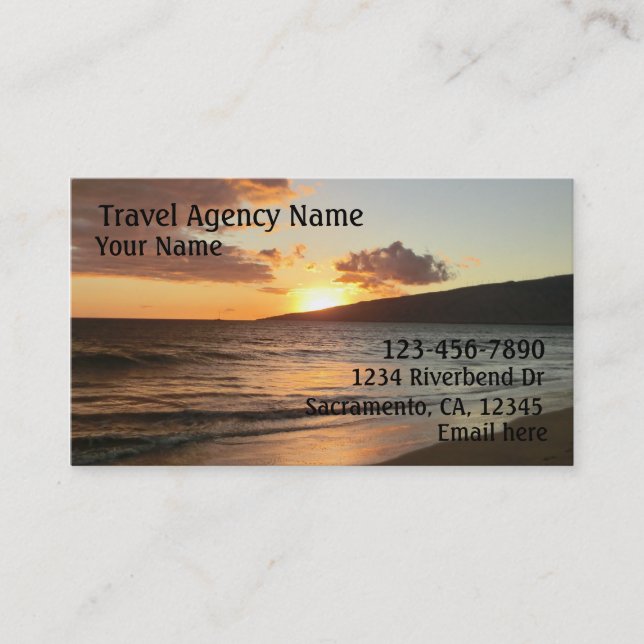 Individuell anpassbare Business Cards für Reisebür Visitenkarte (Vorderseite)
