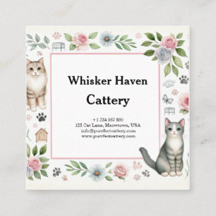 Individuell anpassbare Cattery Business Card mit C Quadratische Visitenkarte