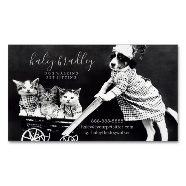 Individuell anpassbare Dog Cat Sitting Business Ca Magnetische Visitenkarte (Vorderseite)