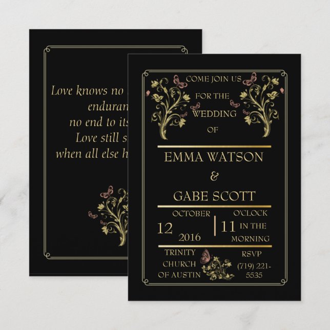Individuell anpassbare elegante WEDD-EINLADUNG Einladung (Vorne/Hinten)