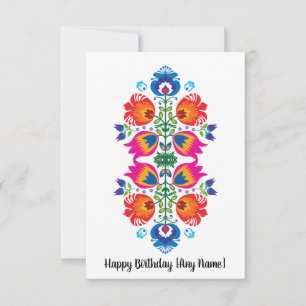 Individuell anpassbare Folklore Happy Birthday Car Dankeskarte