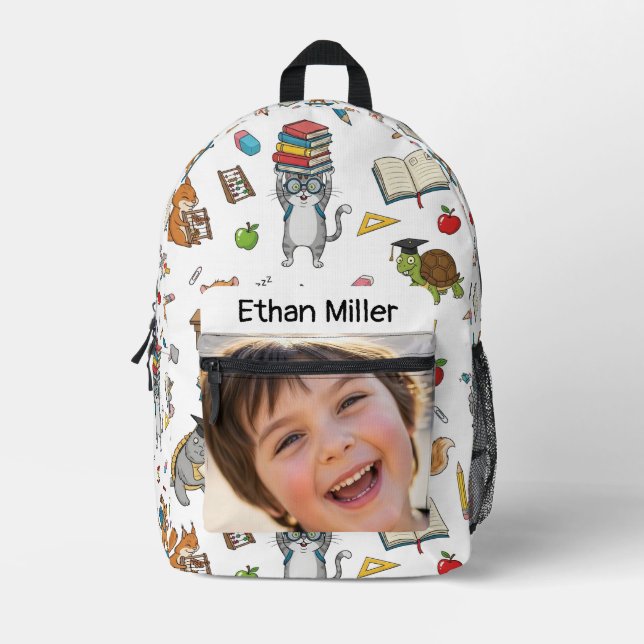Individuell anpassbare Foto- und Namenskinder Bedruckter Rucksack (Vorderseite)