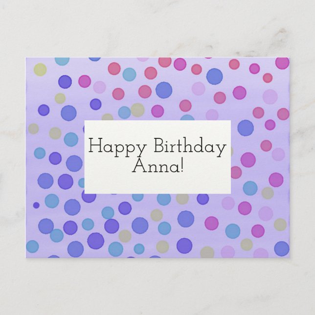 Individuell anpassbare Happy Birthday Card Konfett Postkarte (Vorderseite)