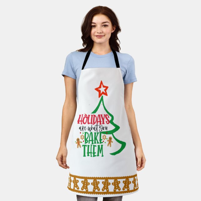 Individuell anpassbare Holiday Gingerbret Cookie D Schürze (Getragen)
