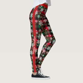 Individuell anpassbare Karierte "Happy Holidays" Leggings