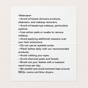 Individuell anpassbare Lash Extension Aftercare Visitenkarten