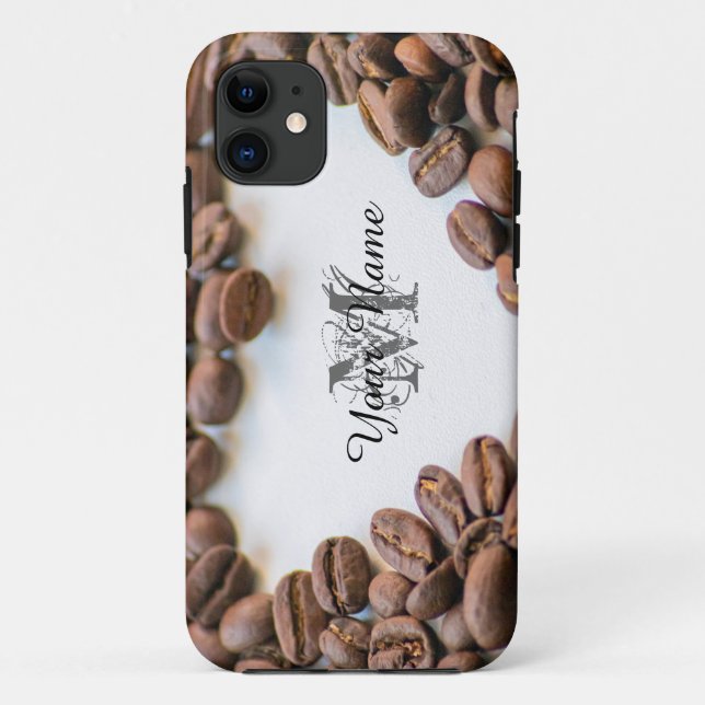 Individuell anpassbare Monogram Coffeeholic Handy  Case-Mate iPhone Hülle (Rückseite)