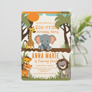 Individuell anpassbare Party Animal Invite, Kinder Einladung