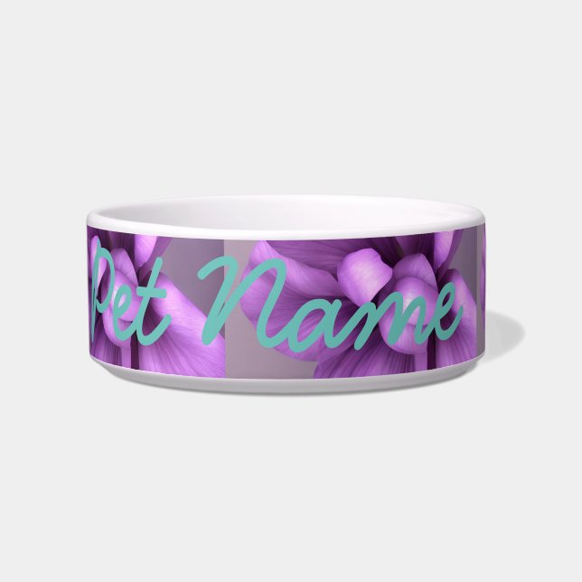 Individuell anpassbare PET BOWL Purple Flowers mit Napf (Vorderseite)