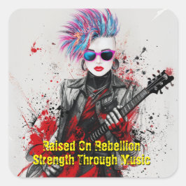 Individuell anpassbare Punk Girl Gitarrist Art Ins Quadratischer Aufkleber