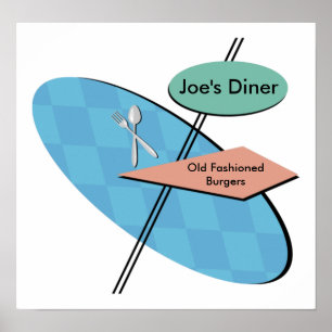 Individuell anpassbare Retro Diner 50er Posters - Poster