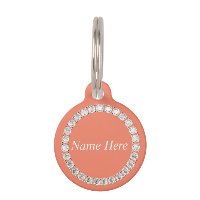 Individuell anpassbare Rhinestones-Orangentier-ID- Haustiermarke (Vorderseite)