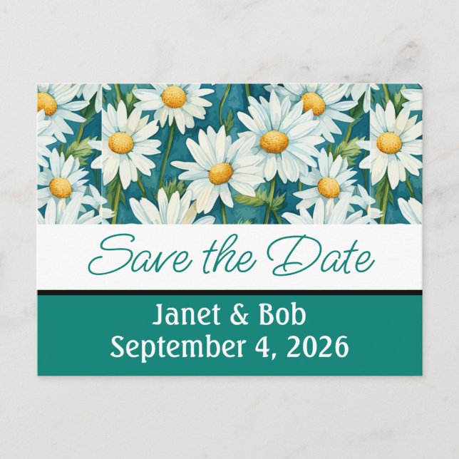 Individuell anpassbare Save the Date Postkarte aqu (Vorderseite)
