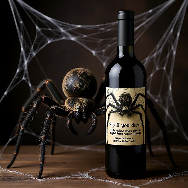Individuell anpassbare Spine-Kribbelspinne HALLOWE Weinetikett (Customizable Spine-tingling Spider HALLOWEEN Bash Wine Label)
