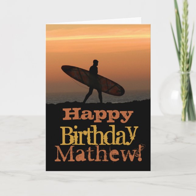 Individuell anpassbare Surfer Birthday Card Karte (Vorderseite)