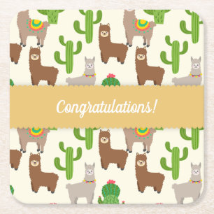 Individuell anpassbare Veranstaltung Alpaca/Llama Rechteckiger Pappuntersetzer