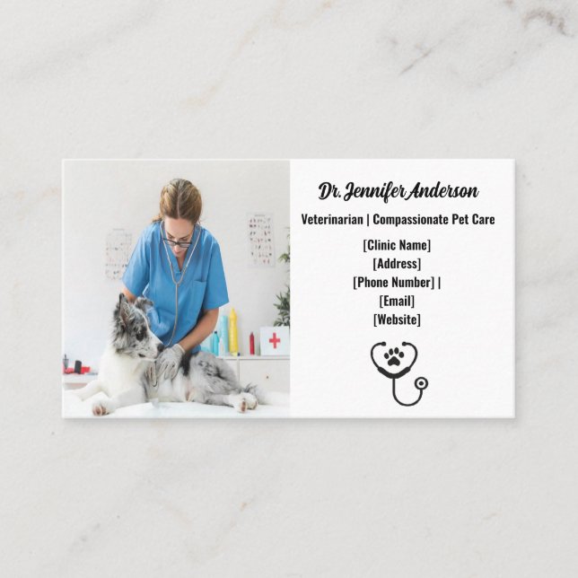 Individuell anpassbare Veterinärversicherungskarte Visitenkarte (Vorderseite)