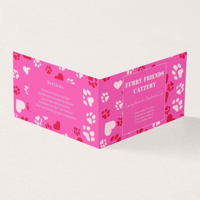 Individuell anpassbare Visitenkarte Pink Paw Print (Vorderseite)
