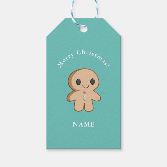 Individuell anpassbare Weihnachtsbäckermarke Geschenkanhänger (Vorderseite)