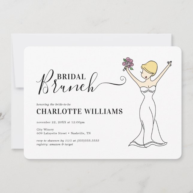 Individuell anpassbarer Avatar Bridal Brunch | Kur Einladung (Vorderseite)