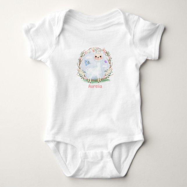 Individuell anpassbarer Baby Alpaca Baby (0-24M) B Baby Strampler (Vorderseite)
