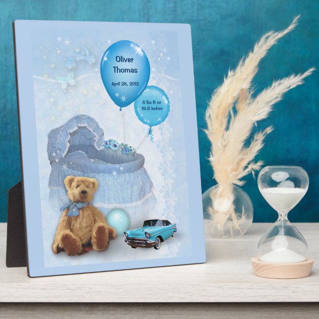 Individuell anpassbarer Baby Boy Fotoplatte (Seite)