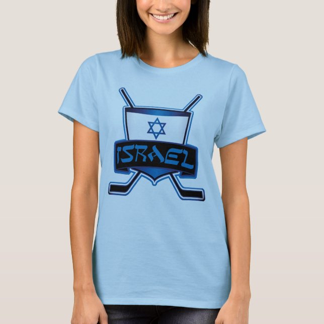 Individuell anpassbarer Back Print Israel Ice Hock T-Shirt (Vorderseite)