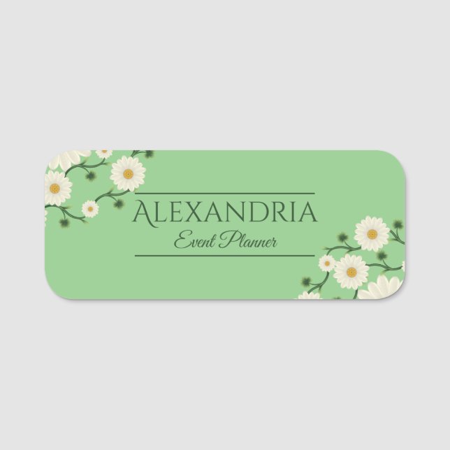 Individuell anpassbarer floral daisy Event Planner Namensschild (Vorderseite)