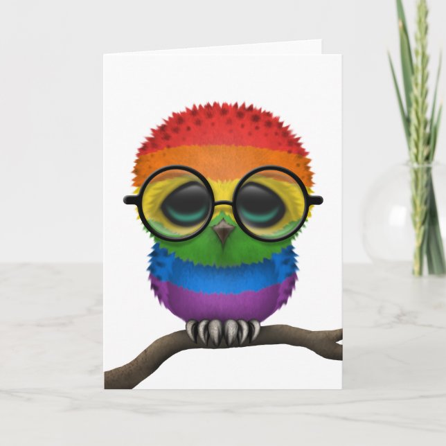 Individuell anpassbarer Nerdy Rainbow Gay Pride Ba Karte (Vorderseite)