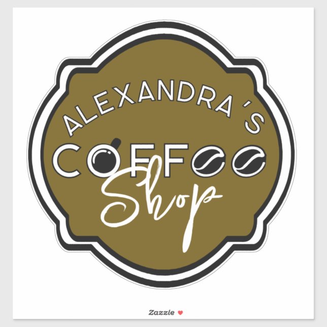 Individuell anpassbares Coffee Shop Logo für Gesch Aufkleber (Blatt)
