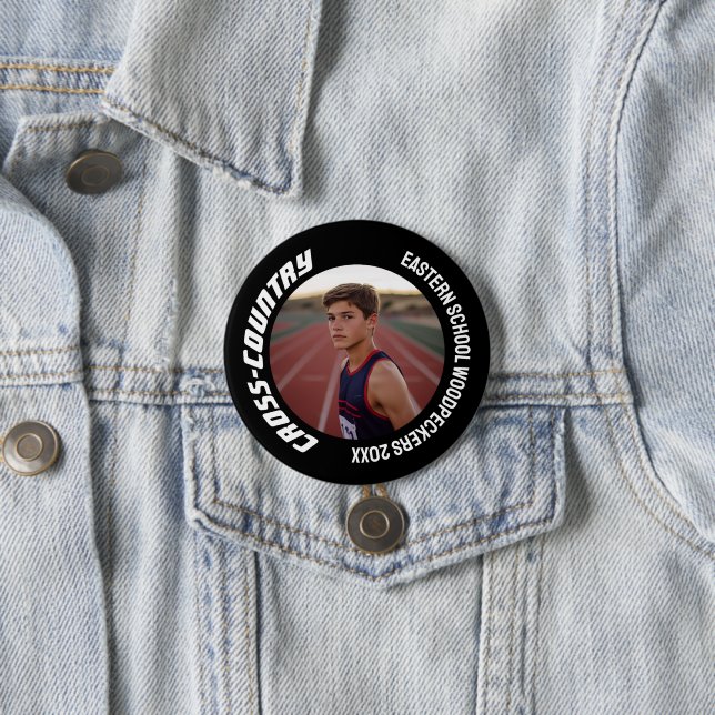 Individuell anpassbares Cross-Country Team Foto Button (Beispiel)
