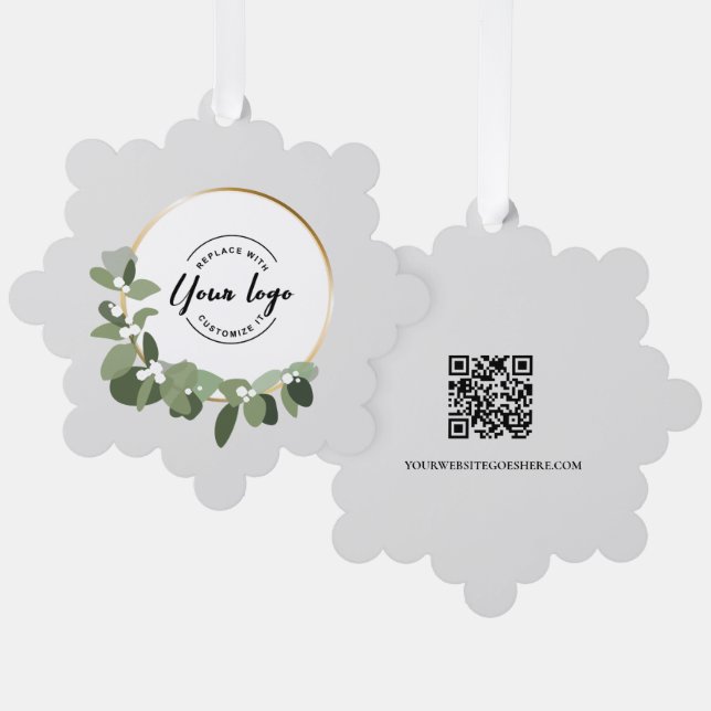 Individuell anpassbares Firmenlogo QR-Code Website Ornament Karte (Vorderseite/Rückseite)