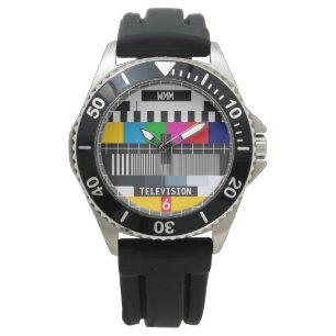 Individuell anpassbares Retro-TV-Testkartenmuster Armbanduhr