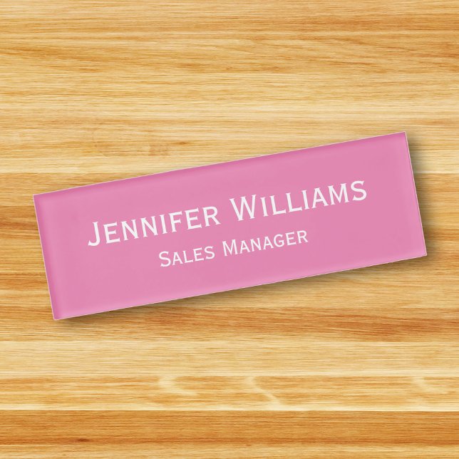 Individuell Berufliche Führungskraft Moderne rosa  Namenschild (Custom Professional Executive Modern Pink Magnetic Name Tag)