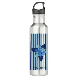 Individuell elegante Blumenstreifen monochromatisc Edelstahlflasche