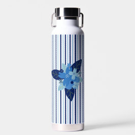 Individuell elegante Blumenstreifen monochromatisc Trinkflasche
