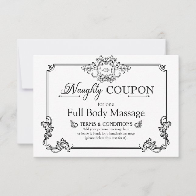Individuell eleganter Spaß "Naughty Coupon" Valent (Vorderseite)