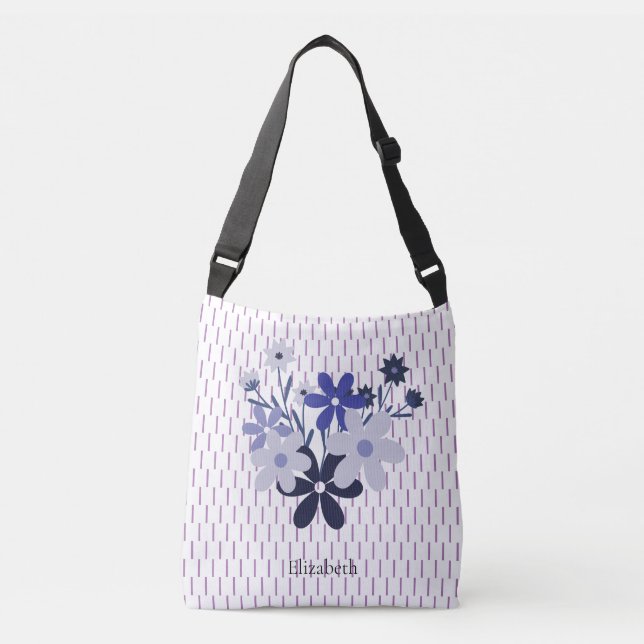 Individuell elegantes, blumenblaues lila violettes tragetaschen mit langen trägern (Vorderseite)
